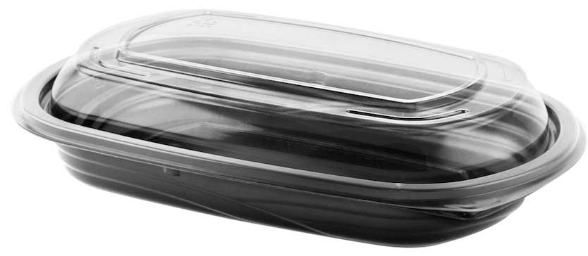 Anchor Packaging MicroRaves Wave Polypropylene Black Container with Clear RPET Lid, 16 Ounce Capacity -- 126 per case