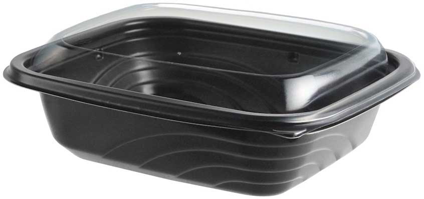 Anchor Packaging MicroRaves Wave Polypropylene Black Container with Clear RPET Lid, 16 Ounce Capacity -- 201 per case