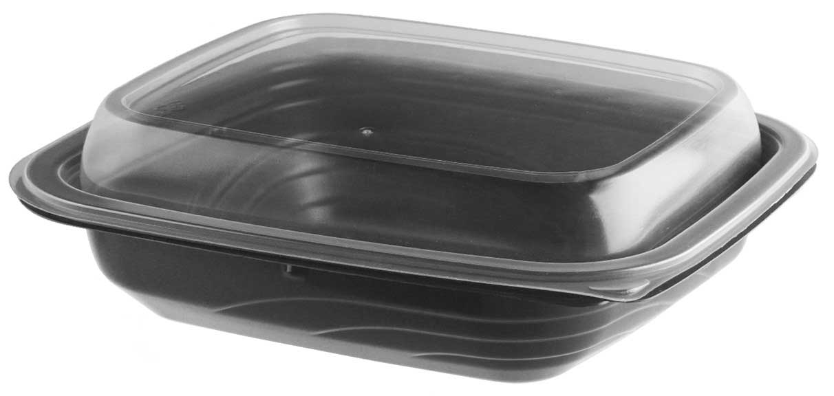 Anchor Packaging MicroRaves Wave Polypropylene Black Container with Clear Lid, 12 Ounce Capacity -- 201 per case
