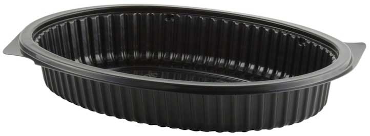 Anchor Packaging MicroRaves Black Polypropylene Large Platter, 36 Ounce Capacity -- 250 per case