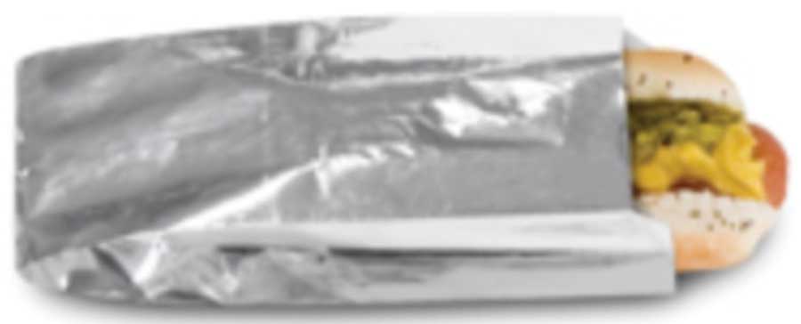 Bagcraft Silver Plain Paper Foil Laminated Hot Dog Bag, 3.5 X 1.5 X 8.5 Inch -- 1000 Per Case