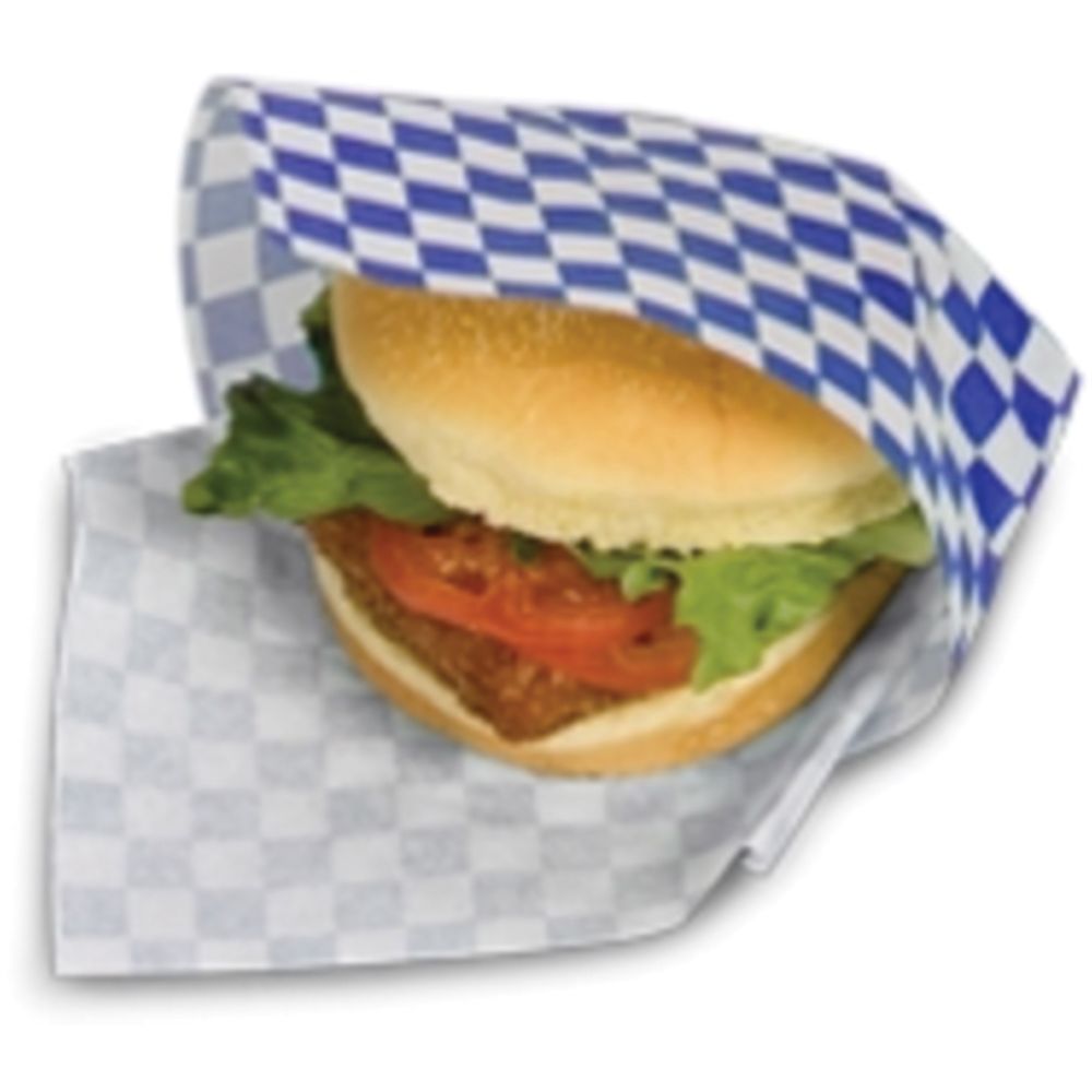 Bagcraft Blue Check Grease Resistant Paper Wrap And Basket Liner, 12 X 12 Inch -- 5000 Per Case