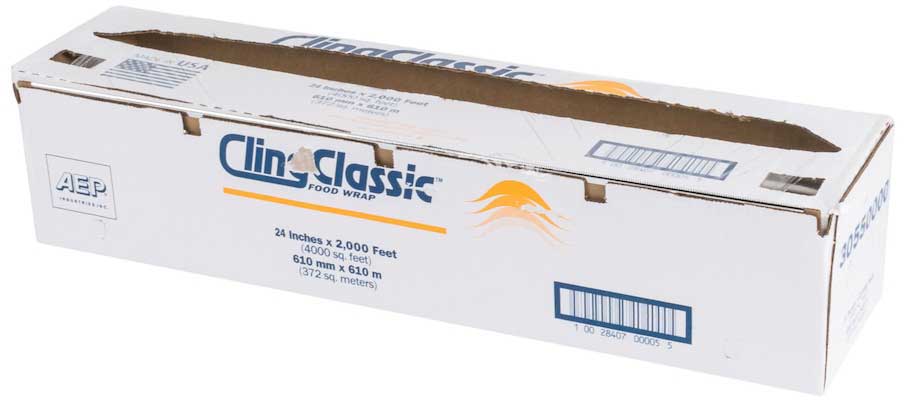 Bunzl Cling Classic Foodservice Film Cutter Box, 24 Inch X 2000 Feet — 1 Roll
