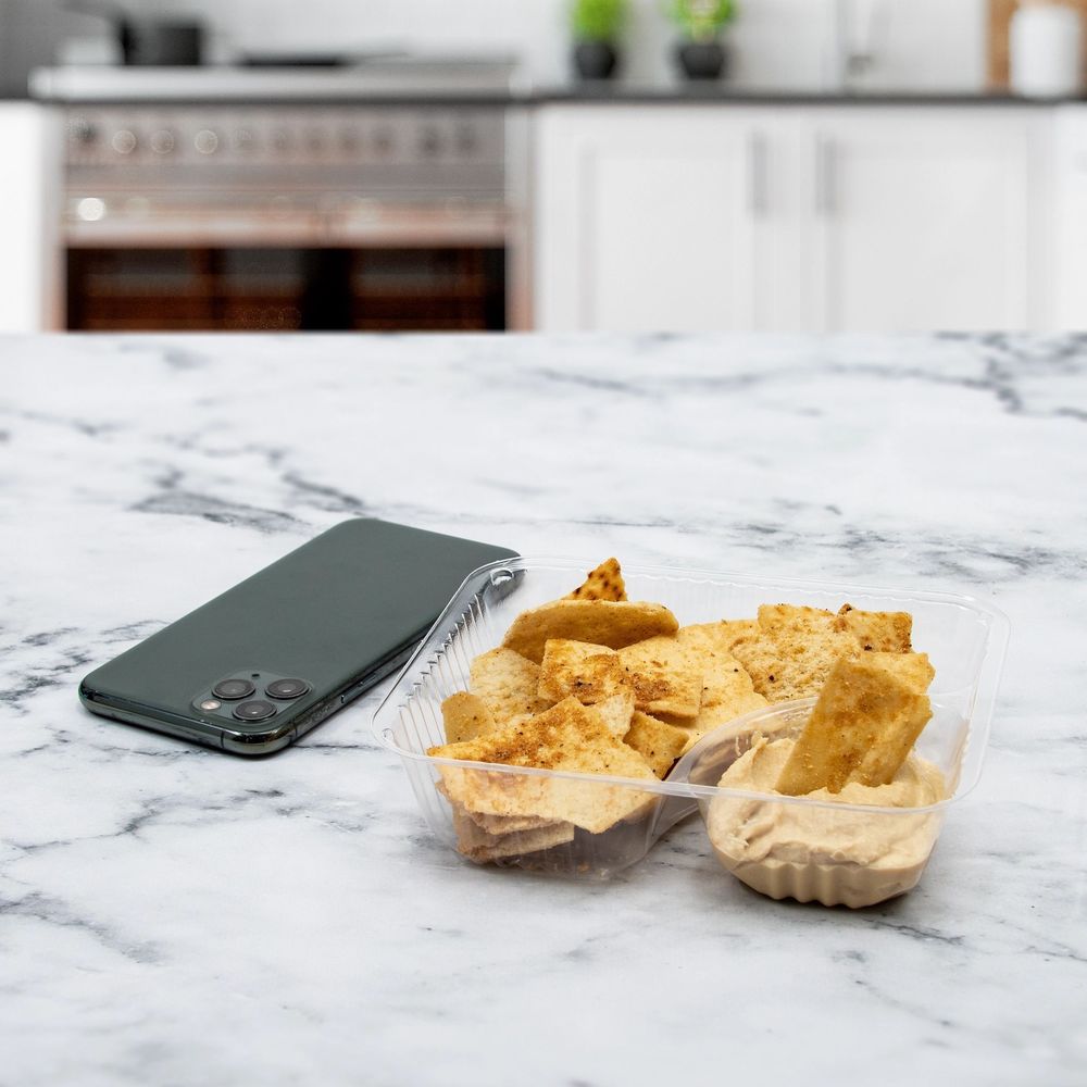 Clearpac Ops Clear Rectangular Small 2 Compartment Nacho Tray, 9.7 And 2.4 Ounce Capacity -- 500 Per Case