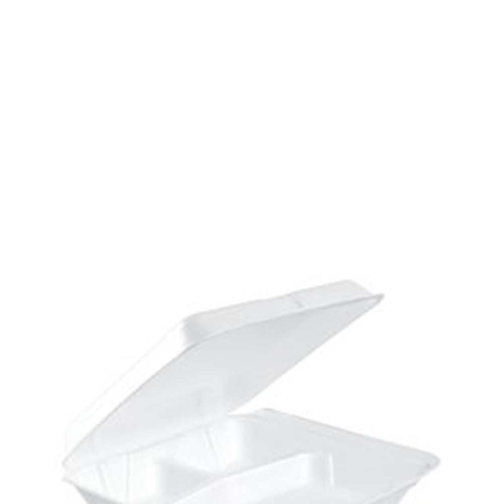 Dart Container Small White EPS 3 Compartment Container with Hinged Lid