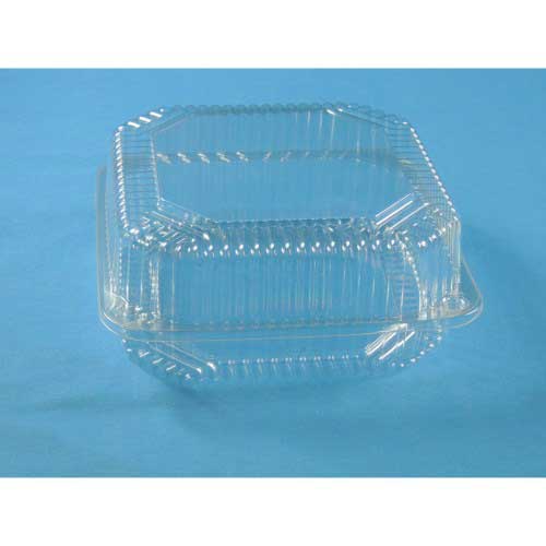 Detroit Forming Clear Oriented Polystyrene Deep Square Hinged Container