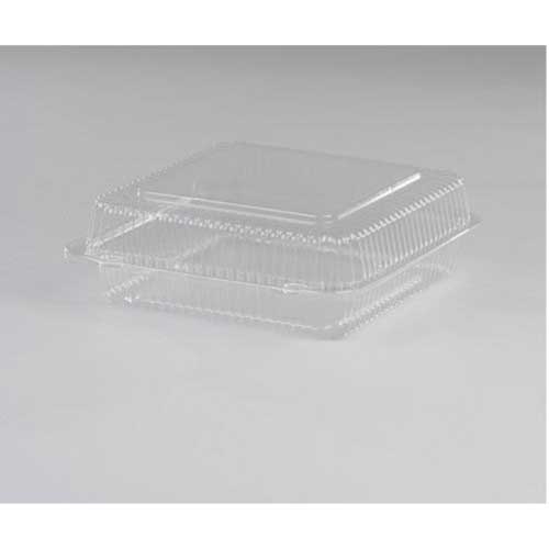 Detroit Forming Clear Oriented Polystyrene Square Hinged Container, 7 x