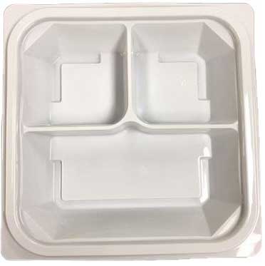 Easypak Polypropylene Wave Square 3 Compartment Container, 8 X 8 X 1.5 Inch -- 250 Per Case