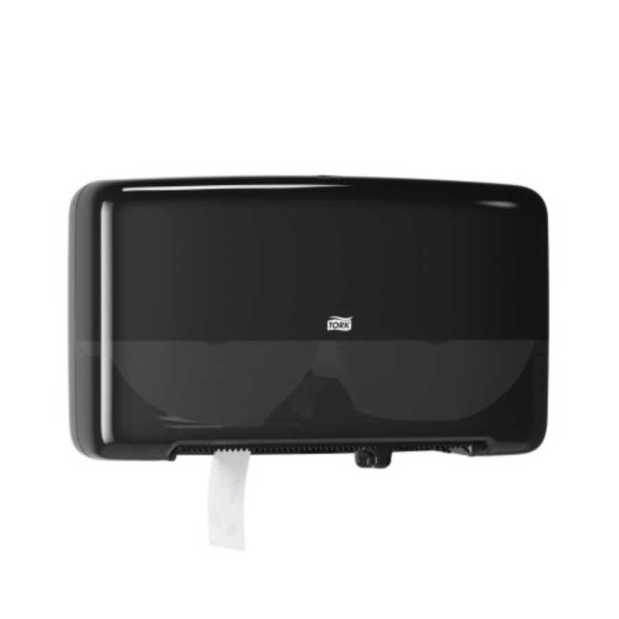 Tork Elevation Design Black Twin Mini Jumbo Bath Tissue Roll Dispenser