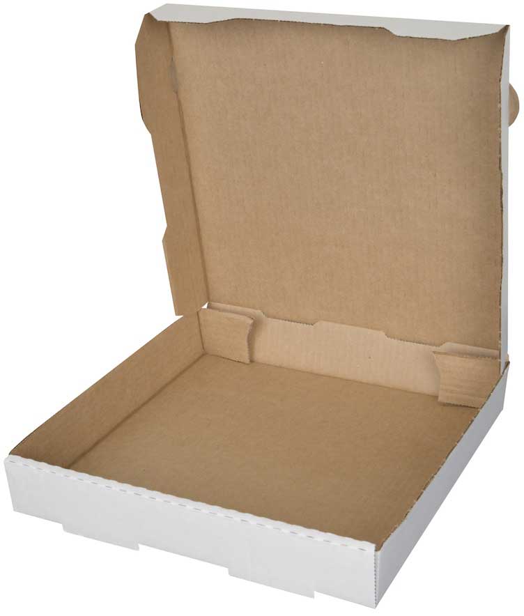 Bunzl White Kraft B Flute Micihigan Style Pizza Box, 14 x 14 x 2
