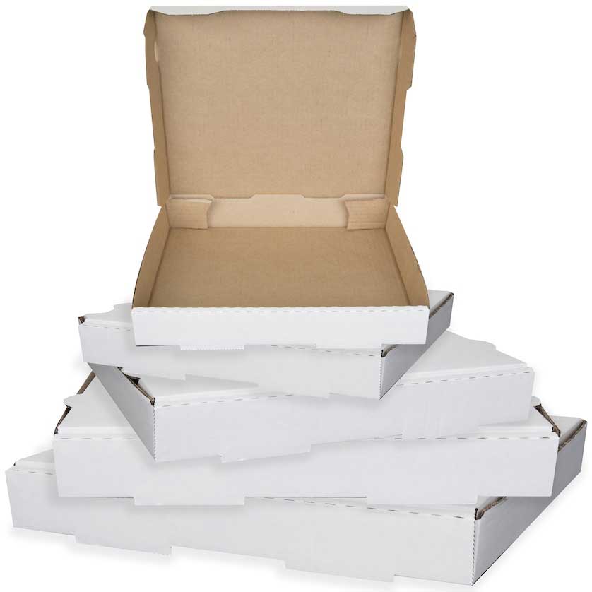 Bunzl White Kraft B Flute Micihigan Style Pizza Box, 14 x 14 x 2