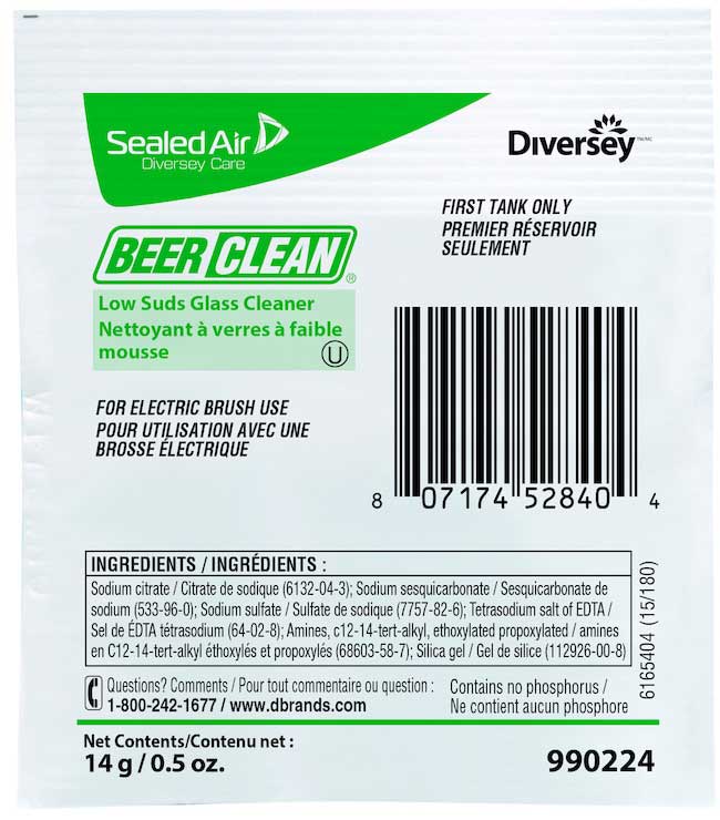 Diversey White Low Suds Glass Cleaner, 0.5 Ounce -- 100 Per Case