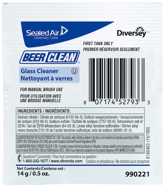 Diversey White Glass Cleaner, 0.5 Ounce -- 100 Per Case