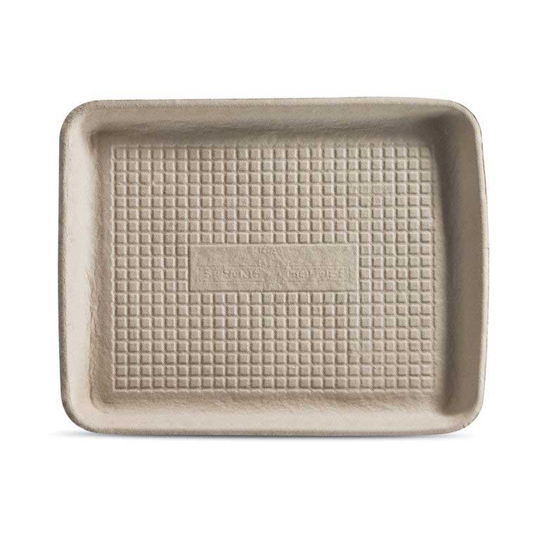 Huhtamaki Strongholder Beige Molded Fiber Paper Tray, 9 X 12 X 1 Inch -- 250 Per Case
