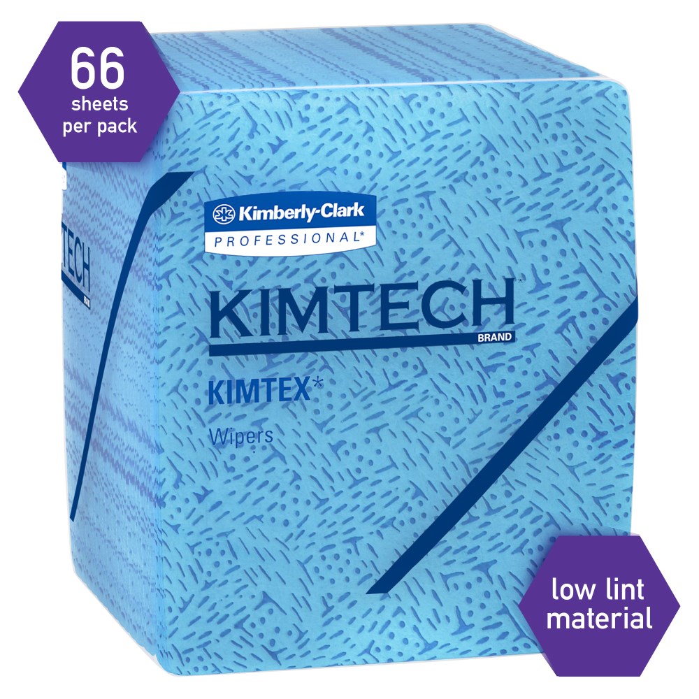 Kimtech Blue Low Lint Quarterfold Disposable Industrial Cleaning Wipes -- 500 Per Case