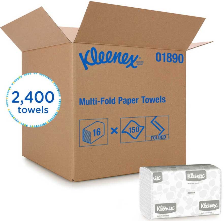 Toalla De Papel Multipliegue Rectangular Blanca Kleenex, 9.4 X 9.2 X 9.4 Pulgadas -- 2400 Por Caja