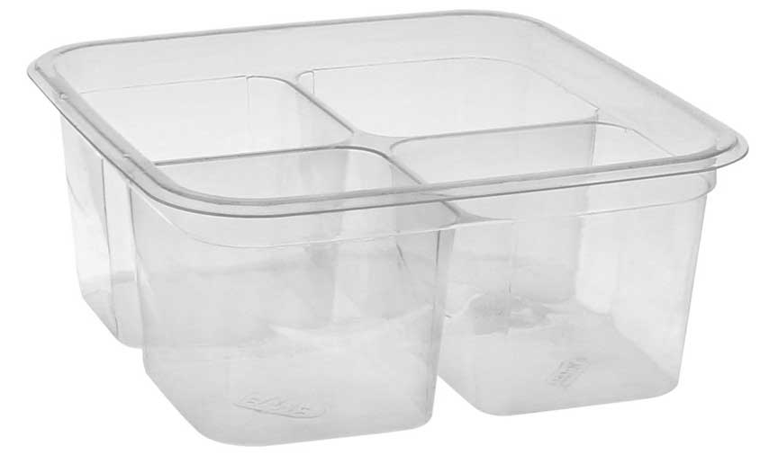 Pactiv Foodservice 4 Compartment Clear Recycled Plastic Square Takeout