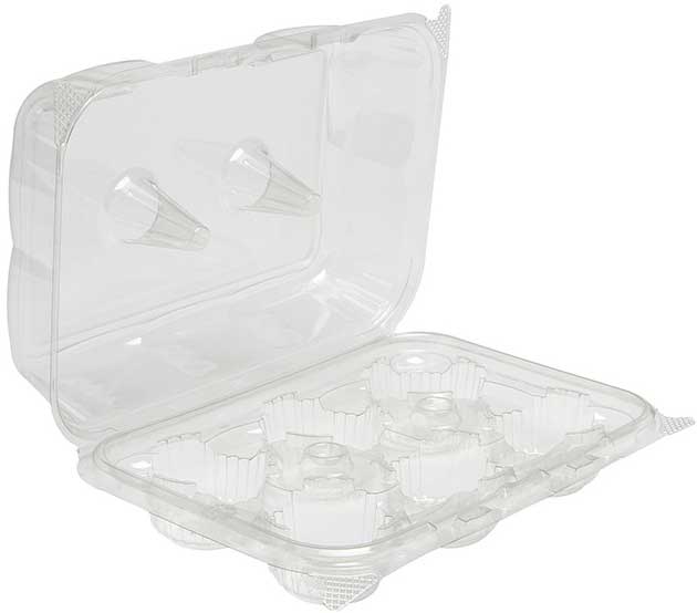 Pactiv Foodservice Tall Apet Hinged 6 Count Cupcake Container 120