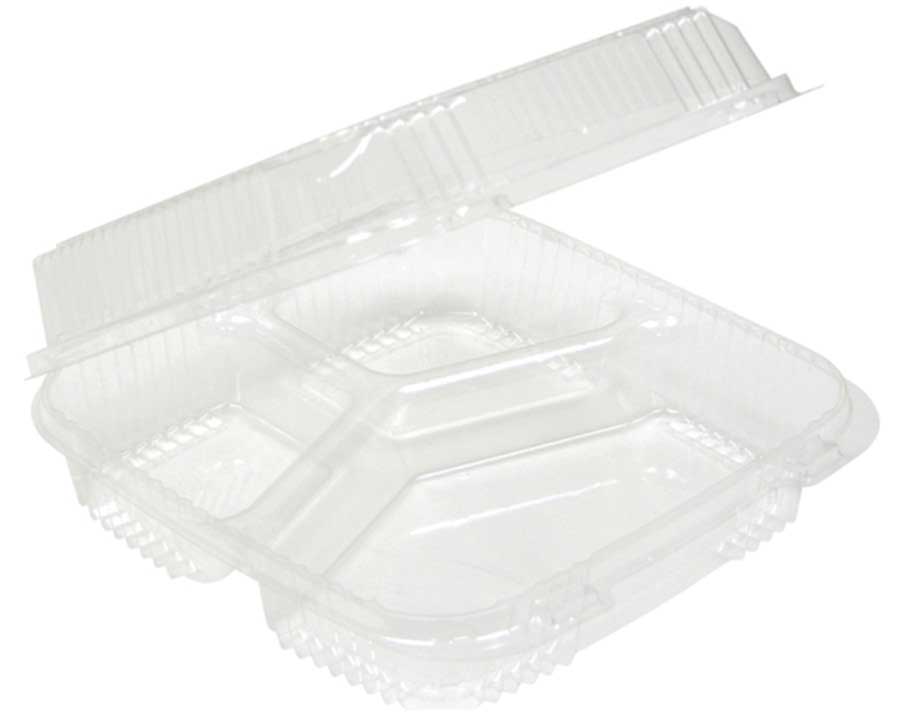 Pactiv 3-Compartment Hinged Lid Container Case | FoodServiceDirect
