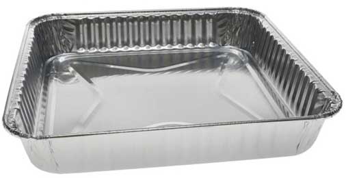 Pactiv Silver Full Curl 8 Inch Aluminum Square Cake Pan, 32 Ounce Capacity -- 300 Per Case