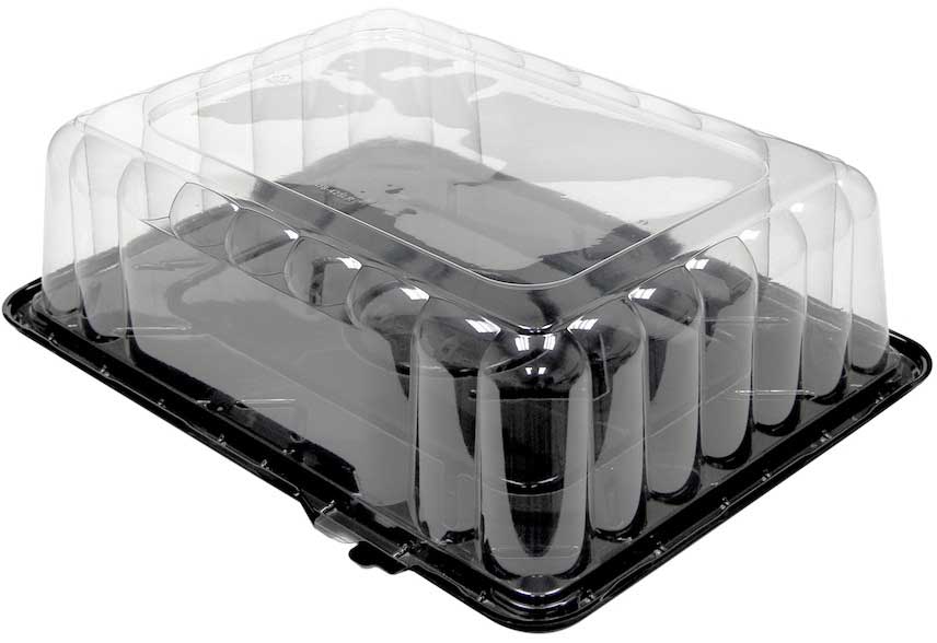 Pactiv Rpet Black Base 1/4 Tab Sheet Cake Container With 4.25 Inch Rose Dome Lid, 8 Ounce Capacity -- 50 Per Case
