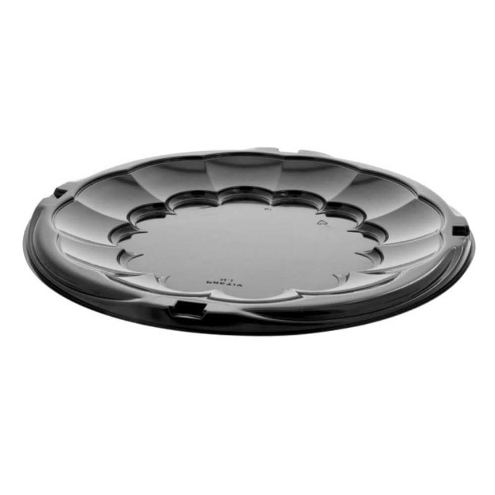 Pactiv Caterware Round Black Ops Flat Tray, 12 X 12 X 0.9375 Inch -- 50 Per Case