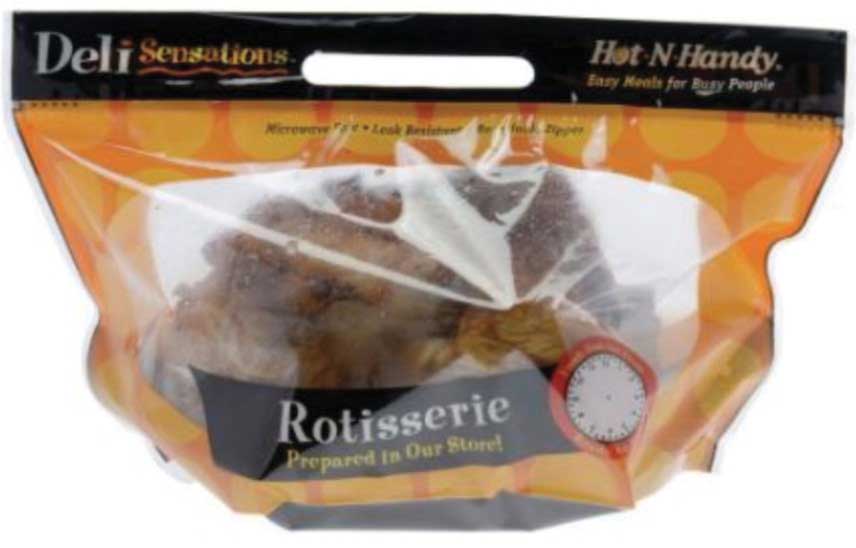 Transcontinental Robbie Hnh Rotisserie Laminated Ziplock Vented Bag With Handle, 12.75 X 8.5 Inch -- 250 Per Case