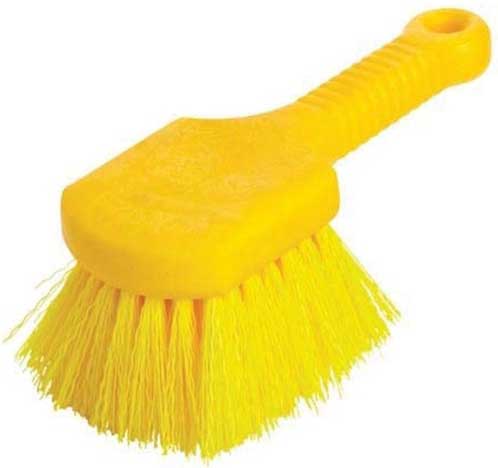 Rubbermaid Yellow Utlity Brush With Plastic Handle And Polypropylene Bristle, 8 Inch Length