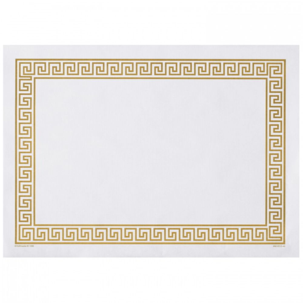 Hoffmaster Gold Greek Key White Paper Placemat, 10 x 14 inch -- 1000 per case