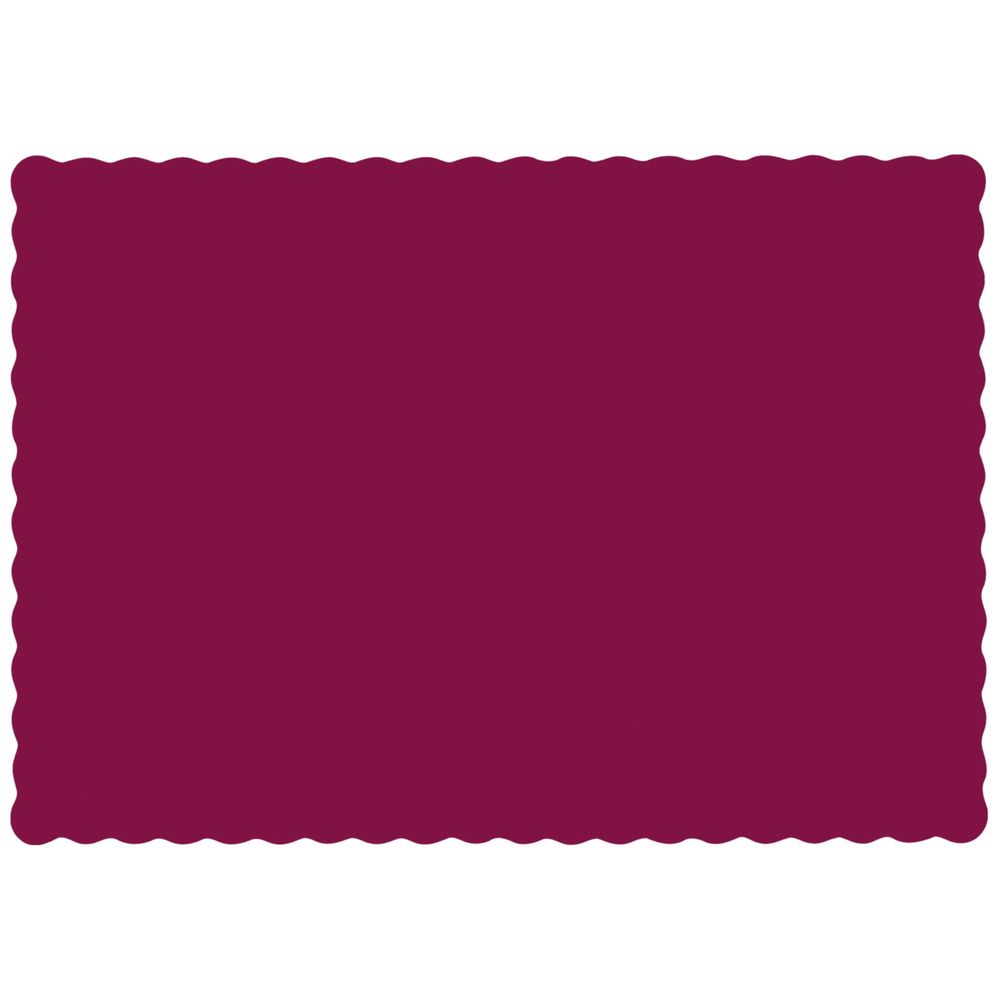 Hoffmaster Burgundy Scalloped Edge Paper Placemat, 10 x 14 inch -- 1000 per case