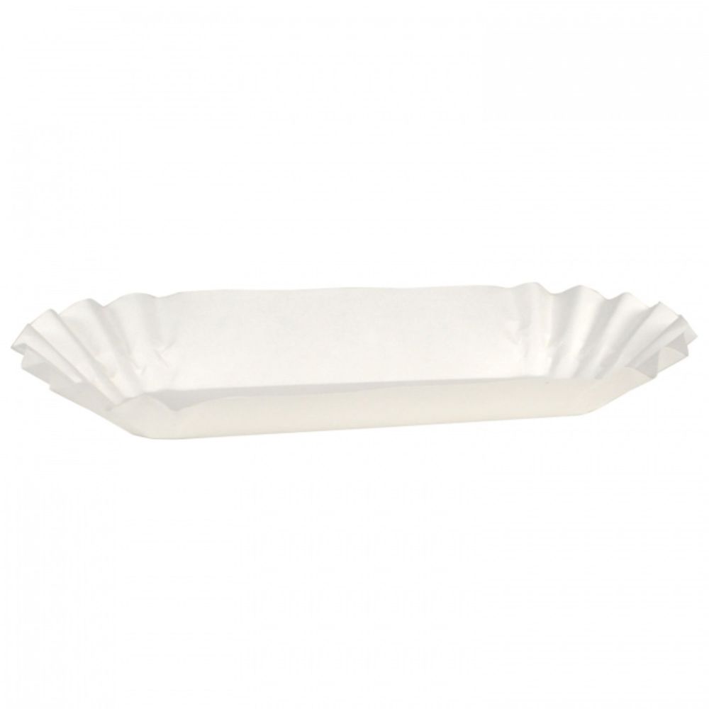 Hoffmaster White Paper Medium Weight Fluted Hot Dog Tray, 6 Inch -- 3000 Per Case