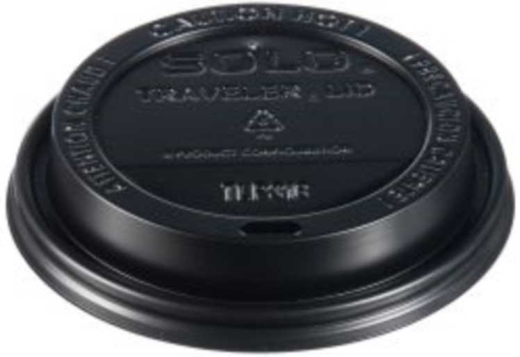 Solo Traveler Black Cappuccino Style Dome Lid With Sip Hole -- 1000 Per Case