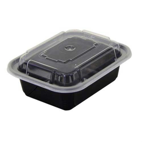 Pactiv VERSAtainer Black Polypropylene Rectangular Container and Lid