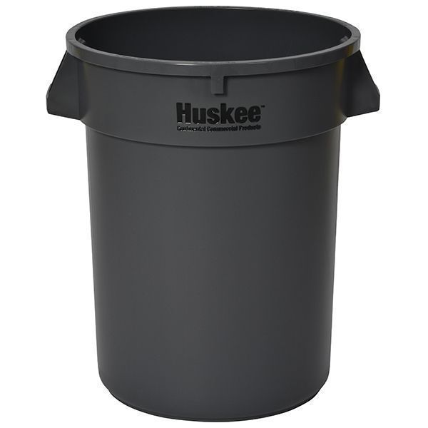 American Plastics Huskee Grey Round Receptacle Container, 32 Gallon Capacity -- 6 Per Case