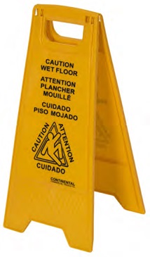 American Plastics Continental Commercial Polypropylene Yellow Black Multilingual Caution Wet Floor Sign, 11 7/16 X 24 1/8 Inch -- 6 Per Case