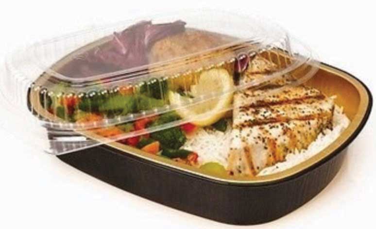 Handi-foil Of America Large Black With Gold Carry Out Gourmet To Go Base And Lid -- 50 Per Case