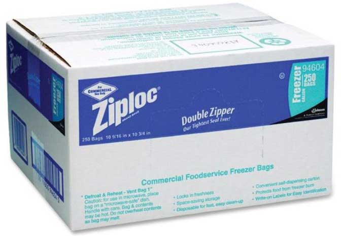 Ziploc Large Freezer Bag, 1 Gallon Capacity -- 250 Per Case