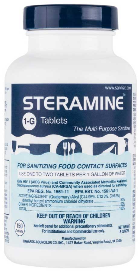 Steramine 1g Sani-tablet, 8 Ounce, 150 Count -- 6 Per Case