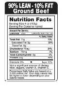 Epsen Hillmer Graphics 90% Lean 10% Fat Black Ground Beef Label, 1.5 X 3 In -- 1000 Per Case