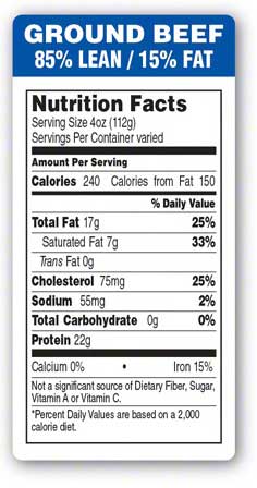 Epsen Hillmer Graphics 85% Lean 15% Fat Royal Blue Ground Beef Label, 1.5 X 3 In -- 1000 Per Case