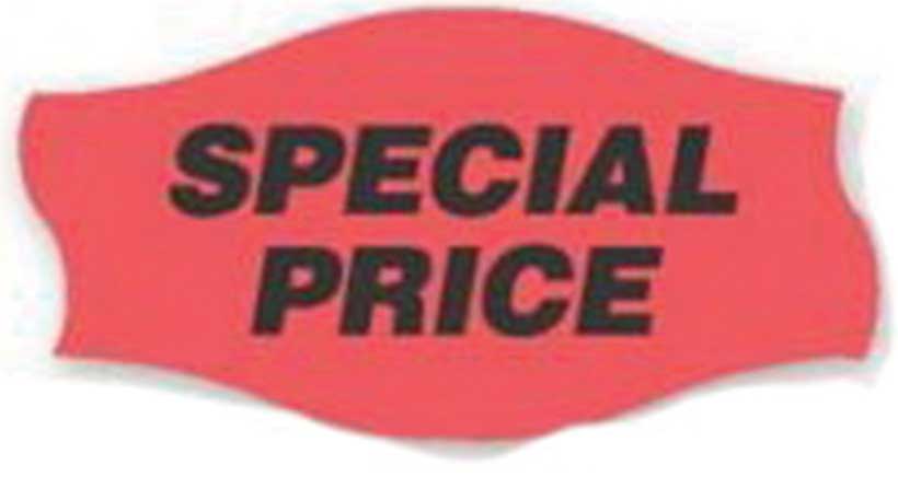 Epsen Hillmer Graphics Curly-q Ground Day Glo Special Price Label -- 1000 Per Case