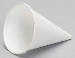 Genpak White Rolled Rim Paper Cone Cup, 4 Inch Height -- 5000 Per Case