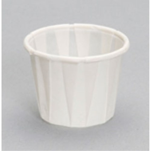 Genpak Cylindrical White Paper Portion Cup, 1 Ounce Capacity -- 5000 Per Case