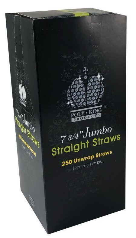 Poly-king Unwrapped Black Jumbo Straight Straw, 7.75 Inch -- 2500 Per Case
