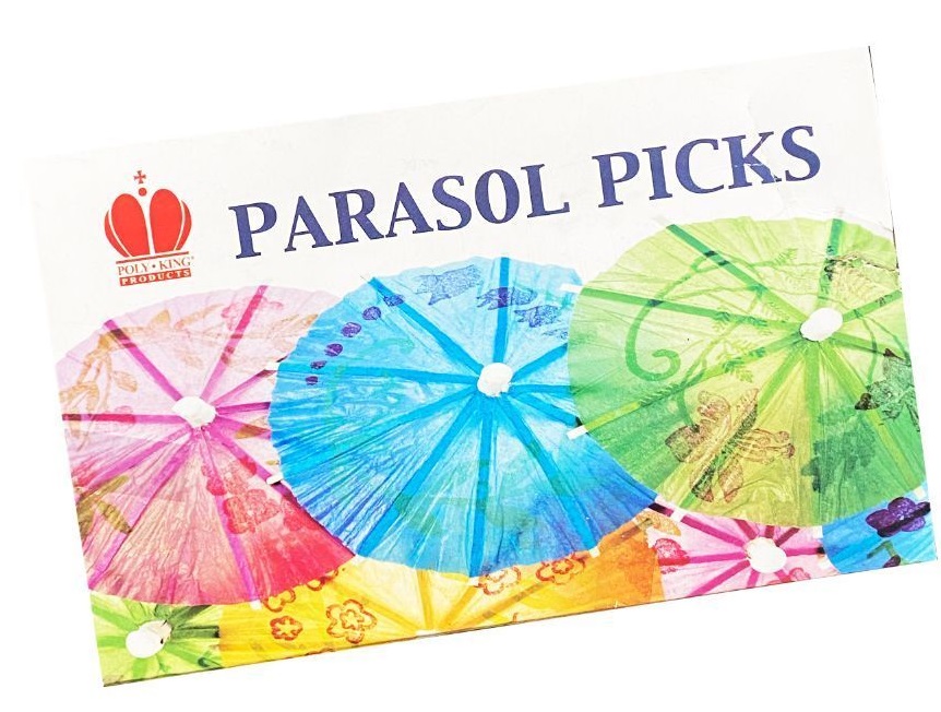 Poly-king Assorted Colors Wood Umbrella Parasol Picks, 4 Inch -- 1440 Per Case