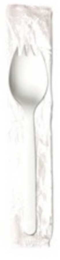 Max Packaging Polypropylene White Medium Weight Oriented Wrapped Spork -- 1000 Per Case