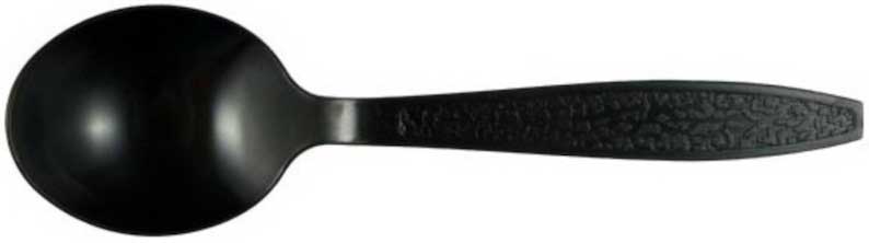 Max Packaging Polystyrene Black Extra Heavyweight Non Oriented Wrapped Soup Spoon -- 1000 Per Case