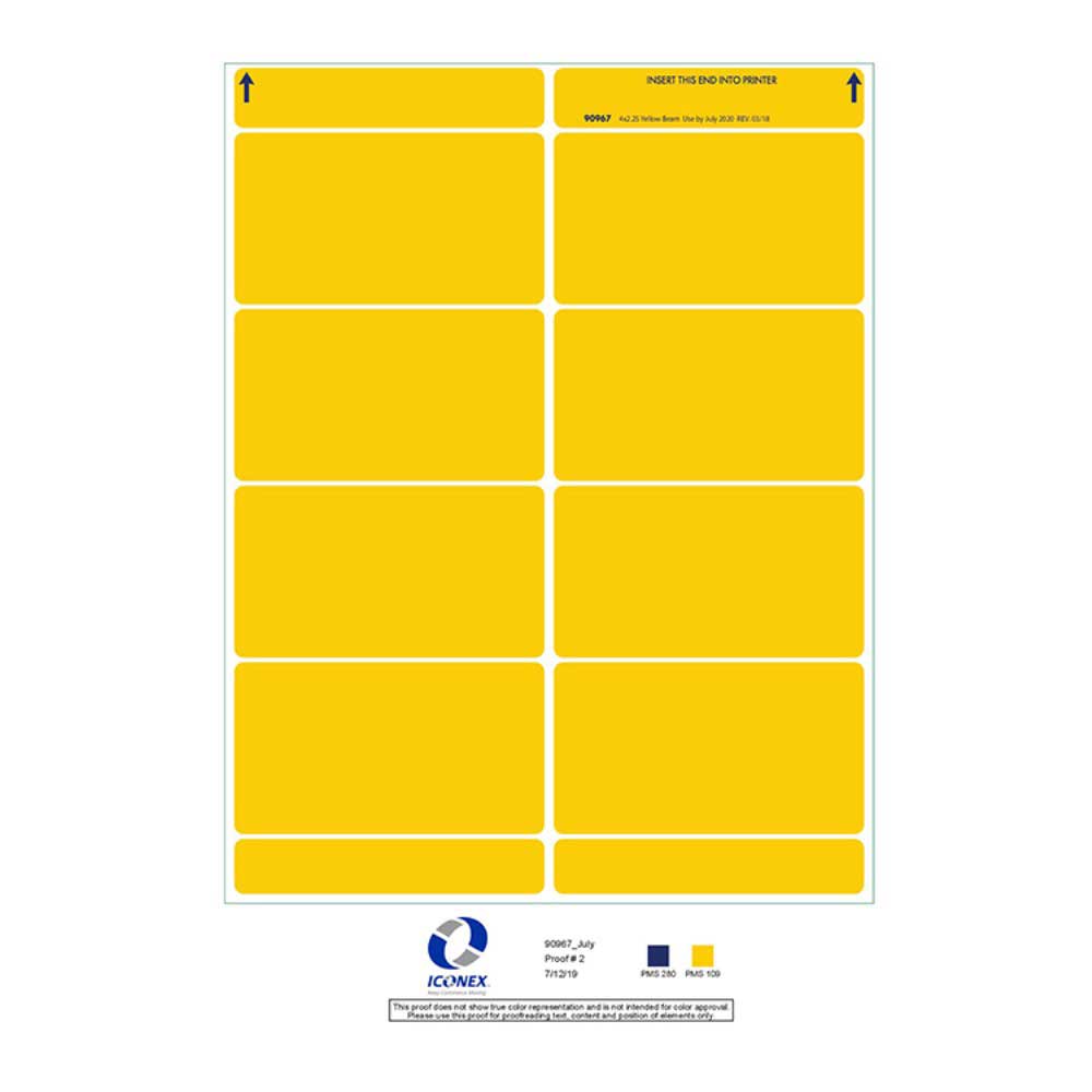 Iconex Yellow Beam Label -- 500 Per Case