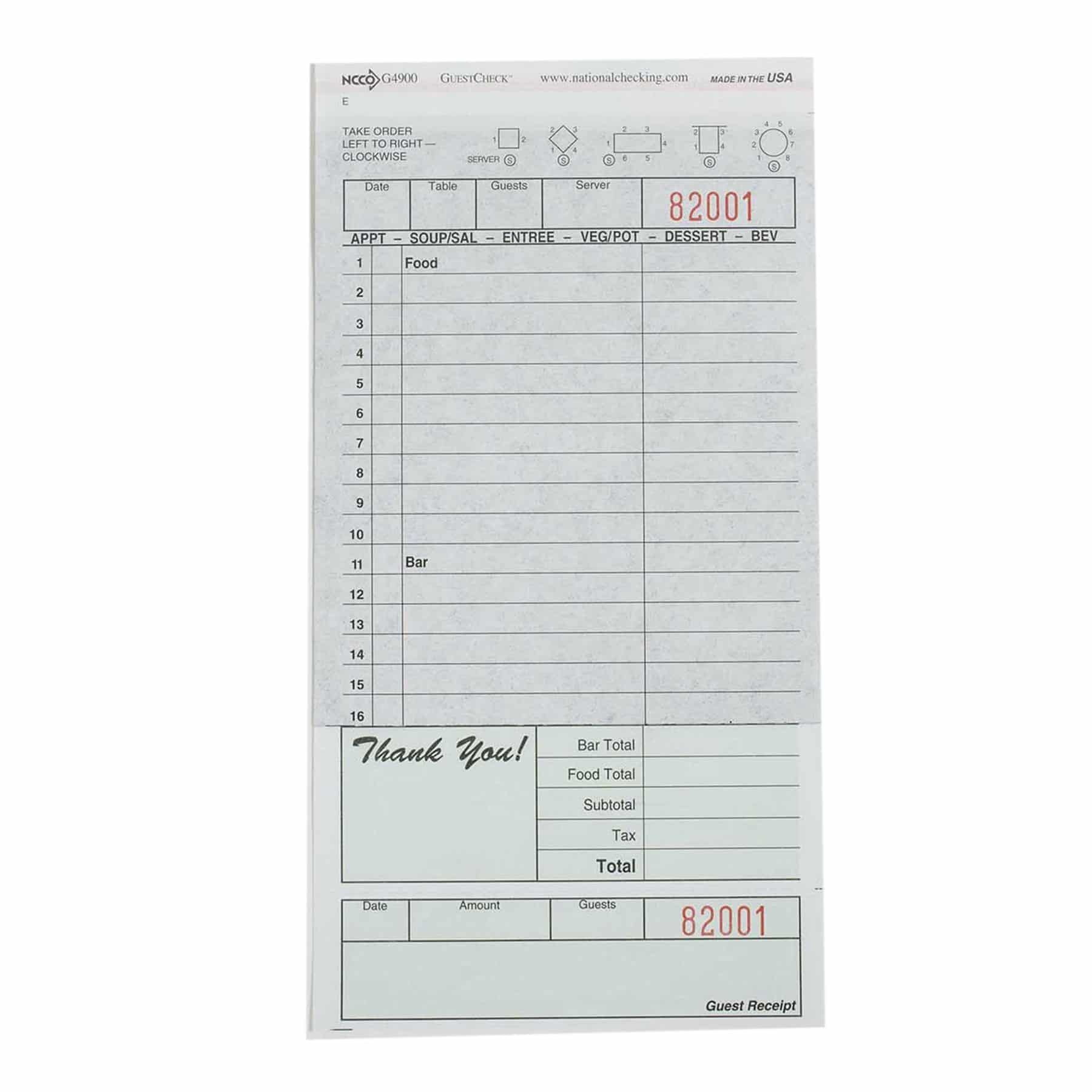 Ncco Large Duplicate Carbon Backed Guest Check, 4.25 X 8.25 Inch -- 2500 Per Case
