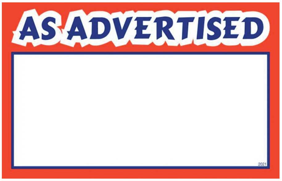 I.d. Images As Advertised Sign Package, 3.5 X 5.5 Inch -- 100 Per Case